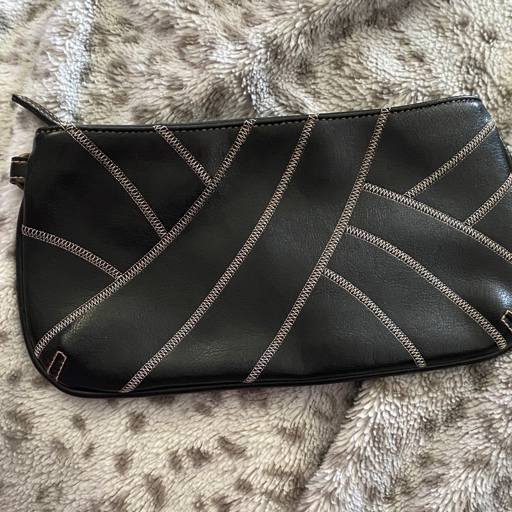 Steve Madden Black Clutch with Silver Accents